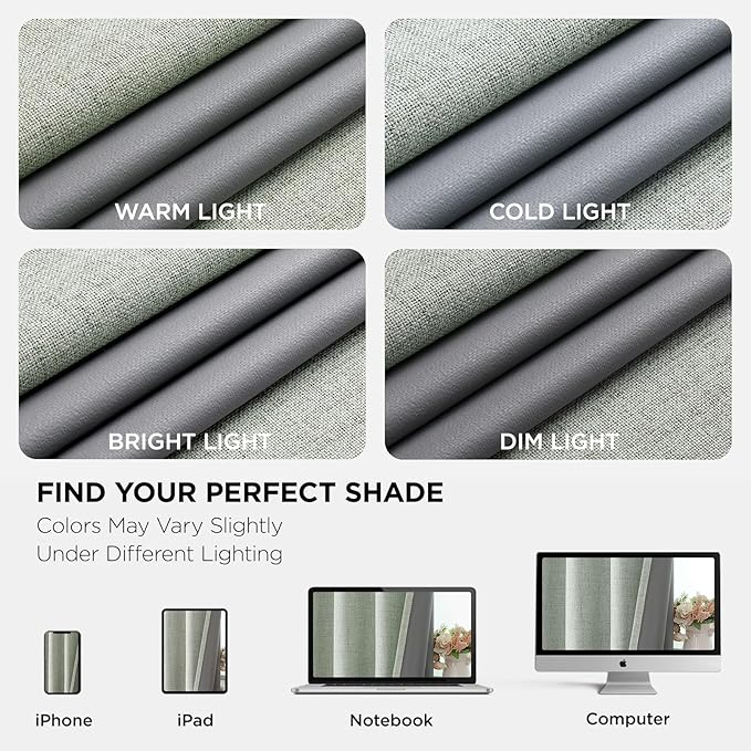 Joydeco Sage Green Blackout Curtains 84 Inches Long, Curtains 84 Inch Length 1 Panel for Bedroom, Thermal Insulated Linen Black Out Curtains with Grommets(100x84, Sage Green)