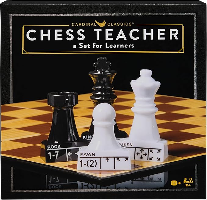 Spin Master Games, Cardinal Classics Chess Teacher, Learn to Play Strategy Board Games for Beginners, Chess Set for Kids, 2 Players, for Ages 8 & Up