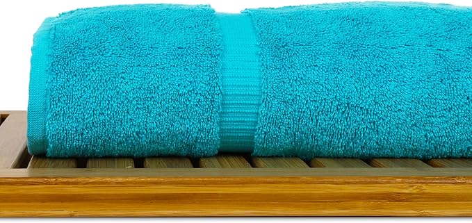 Luxury Hotel & Spa Collection Highly Absorbent, Quick Dry 100% Turkish Cotton 700 GSM, Eco Friendly Towel, for Bathroom Dobby Border Soft Bath Towel Set 27 X 54 (Aqua Blue, Bath Towels - Set of 2)