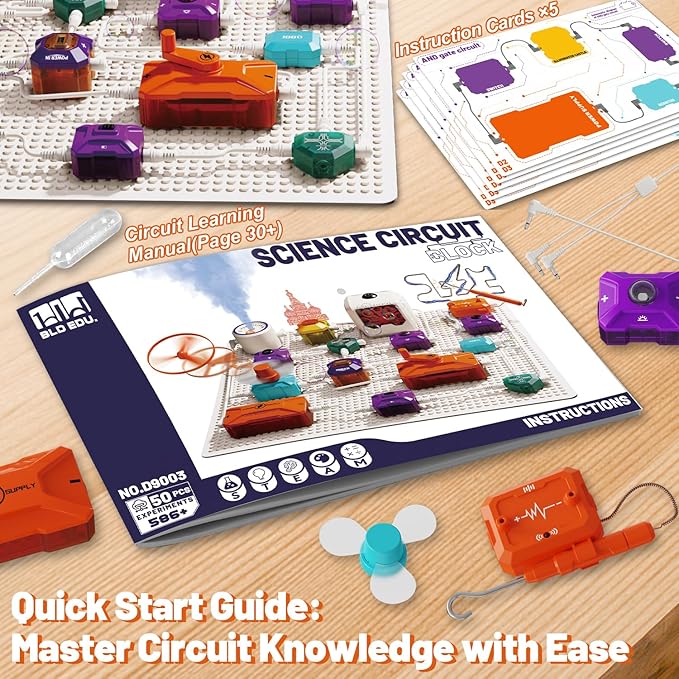 Science Kits for Kids - STEM Kits for Kids, Electronics Exploration Kit, Over 420 Projects, 50 Circuit Parts with Bubble Maker，Fan & Flying Helicopter, STEM Educational Toy Gifts for Boys& Girls