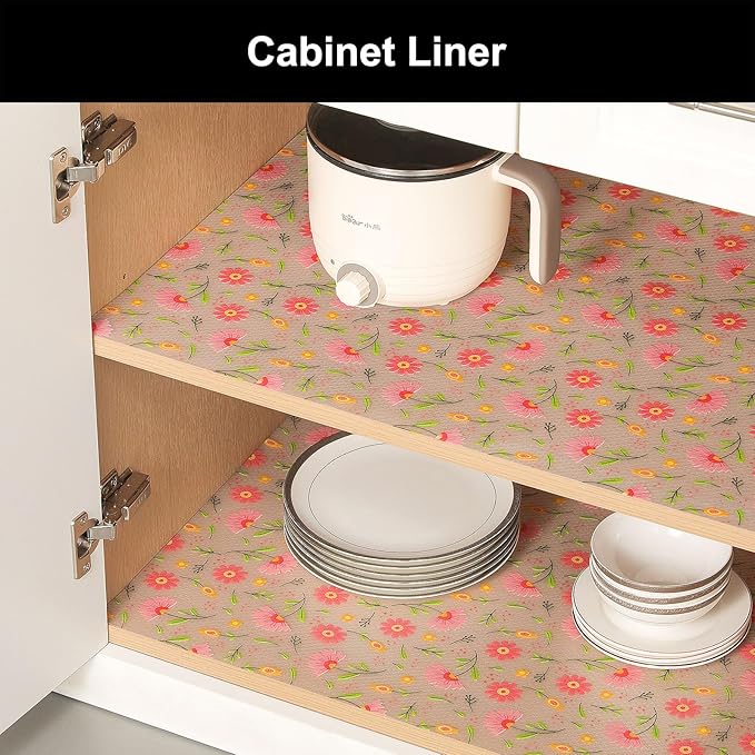 Cooyes Shelf Liner – Premium Non-Adhesive Cabinet & Drawer Liner for Kitchen – Waterproof Shelf Paper with Modern Pattern – Durable EVA Cabinet Mat – Easy to Cut (17.5" W x 78.7" L)
