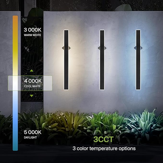 ASD LED 48" Long Wall Mount Light Fixture, Outdoor & Indoor Linear Sconce | 3CCT, Dimmable, Waterproof, Anti-Rust, ETL Listed | 36W 2200LM 3000-5000K 100-277V | Exterior Porch Lighting | Black