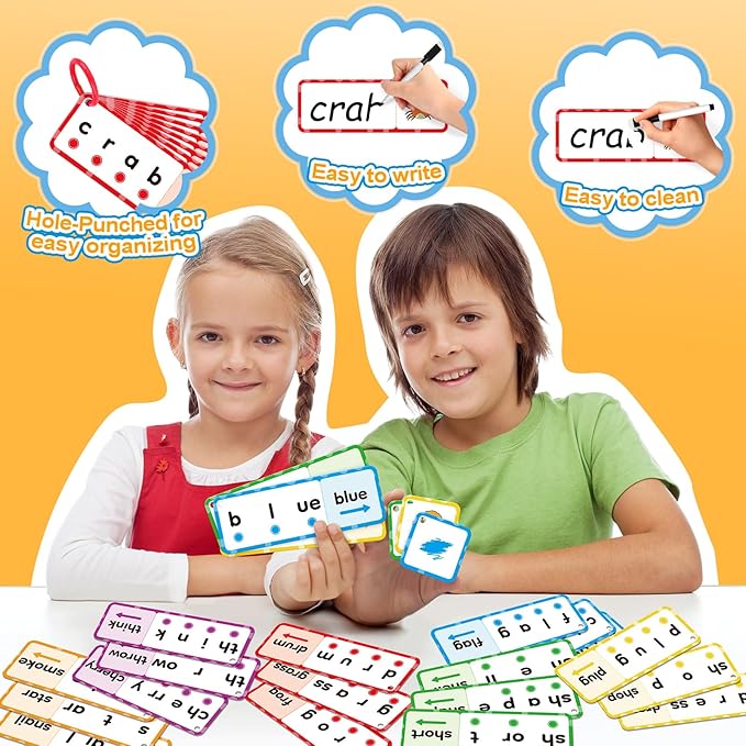 Blends & Digraphs Cards,Phonics Games,Learn to Read,Speech Therapy Toys for Toddlers Kids,Sight Word Games Spelling Reading Learning,Kindergarten Preschool Learning Activities,Educational Toy