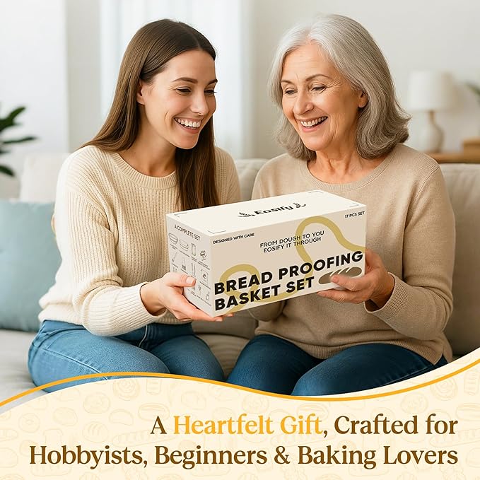 Sourdough Starter Kit with Cotton Rope Banneton Basket & Jar for Beginners