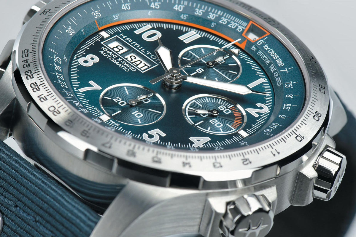 Hamilton Khaki Aviation Automatic Men's Watch, 45mm Stainless Steel Case, Swiss Made, Blue Dial Analog Wrist Watch for Men, 100m Waterproof, Sapphire Crystal, Textile Strap