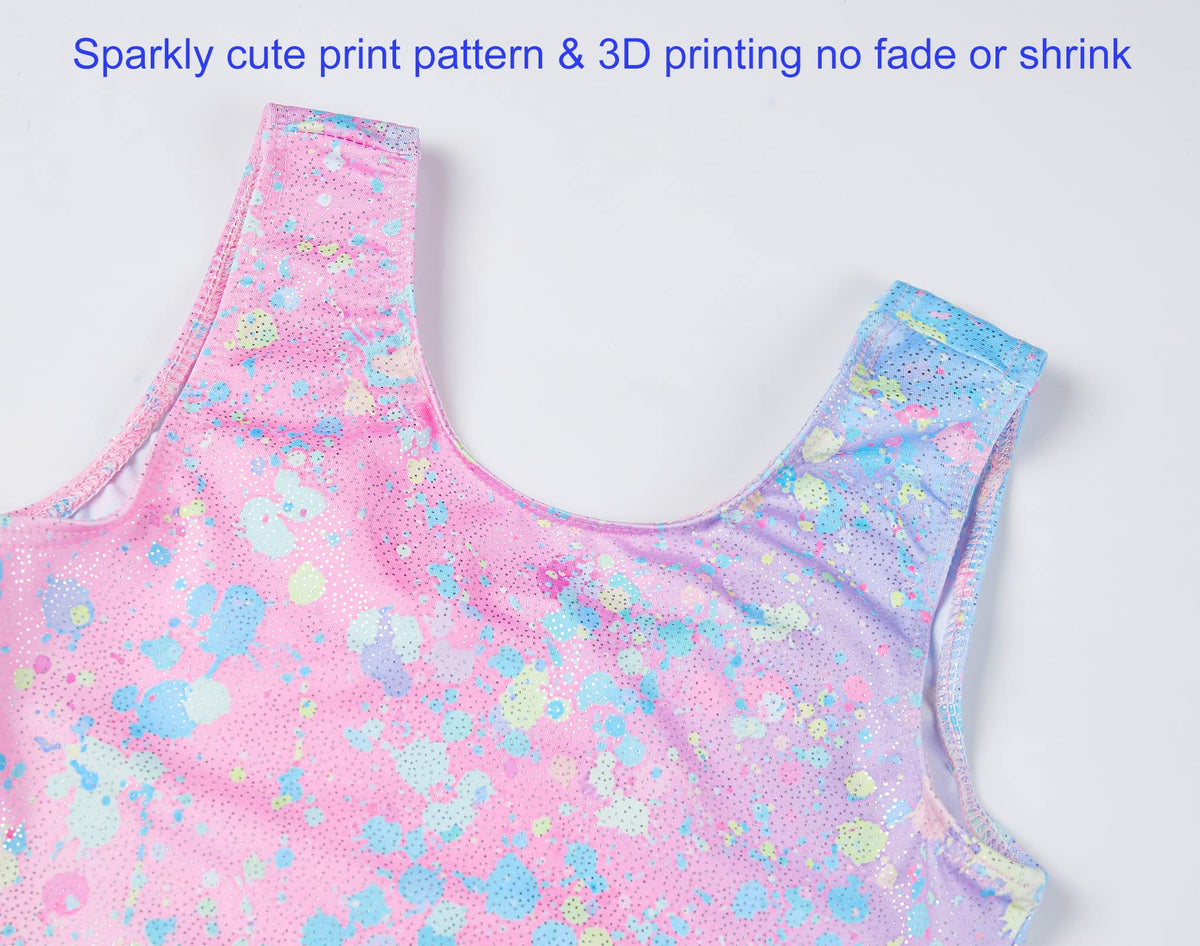 Domusgo Toddler Girls Gymnastics Leotards Size 1t 2t Shiny Graffiti Dot Sleeveless Unitards