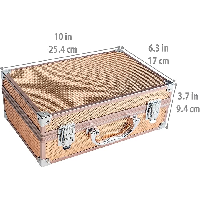 SHANY Carry All Make up Train Case with Pro Makeup Set, Beauty Brushes, Lipsticks, Eye Shadows, Blushes, Powders, and more - Reusable Cosmetics Storage Organizer - Premium Gift Packaging - Rose Gold