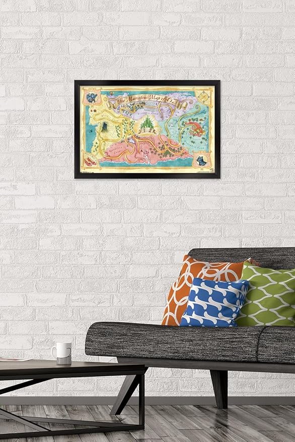 The Wizard Of Oz - Map Wall Poster, 22.4L" x 14.7W", Black Framed Version