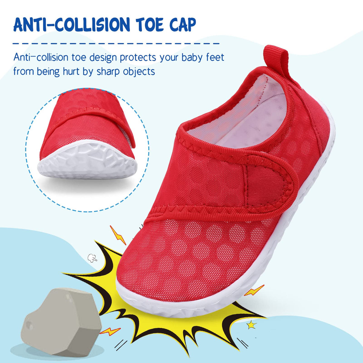 LeIsfIt Kids Water Shoes Toddler Girls Boys Swim Shoes Outdoor Quick-Dry Breathable Aqua Socks for Beach Pool Surf, Red, 13 Little Kid