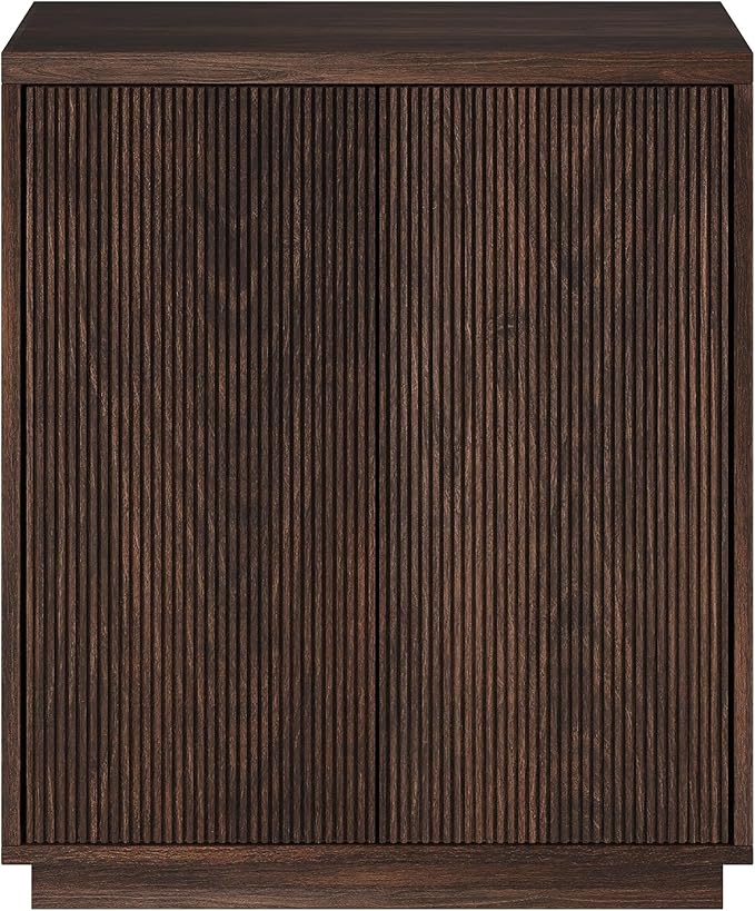 Henn&Hart 28" Fluted Wooden Accent Cabinet, Ribbed Modern Sideboard Buffet Cabinet with 2 Doors and an Adjustable Shelf for Living Room, Dining Room, Bedroom or Entryway, Alder Brown
