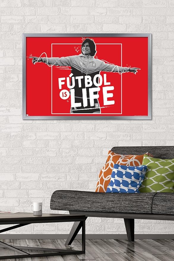 Ted Lasso - Futbol is Life Wall Poster, 34L" x 22.4W", Silver Framed Version