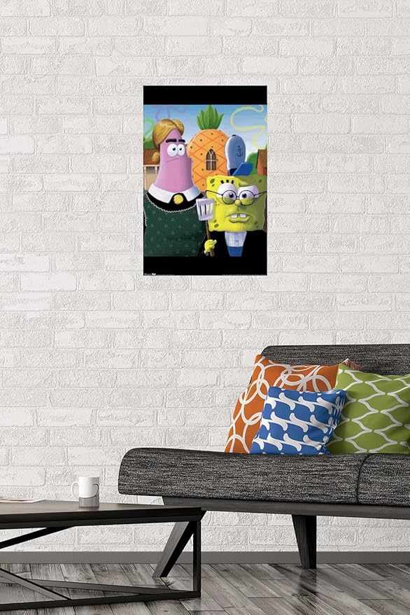 Trends International Nickelodeon Spongebob - American Gothic Wall Poster, 14.725" x 22.375", Premium Poster & Mount Bundle