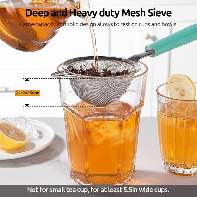 U-Taste Small Fine Mesh Strainer: 18/8 Stainless Steel 3.35in 30 Mesh Kitchen