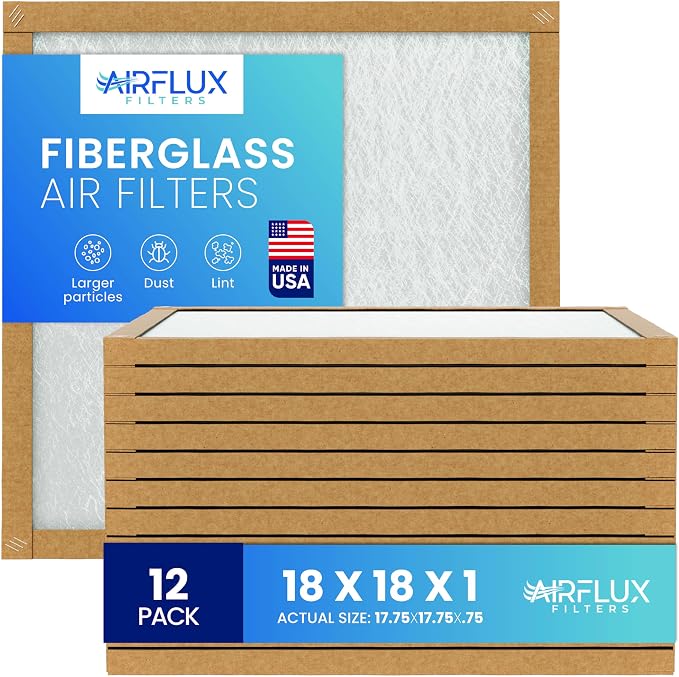 Fiberglass Air Filter -18x18x1Air Filter 12 Pack