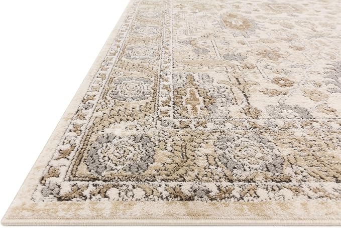 Loloi Teagan Collection TEA-03 Ivory/Sand 3'-4" x 5'-7" Accent Rug, Large, Soft Neutral Rug, High-Traffic for Living Room, Bedroom, Home Office, Dining Area