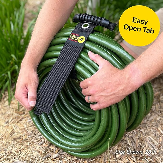Easy-Carry Wrap-It Storage Straps - 28” (2-Pack) Black with Grommet - Cord Wrap and Hose Organizer for Your RV Tool Kit