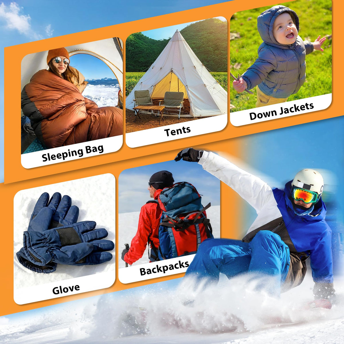 umaini Down Jacket Repair Patch Kit, Outdoor Gear Tenacious Repair Tape, Self Adhesive Fabric Patches for Clothes, Waterproof Ripstop Nylon Fabric Patch for Puffer Jacket, Coat, Tent (18 Pcs, Yellow)