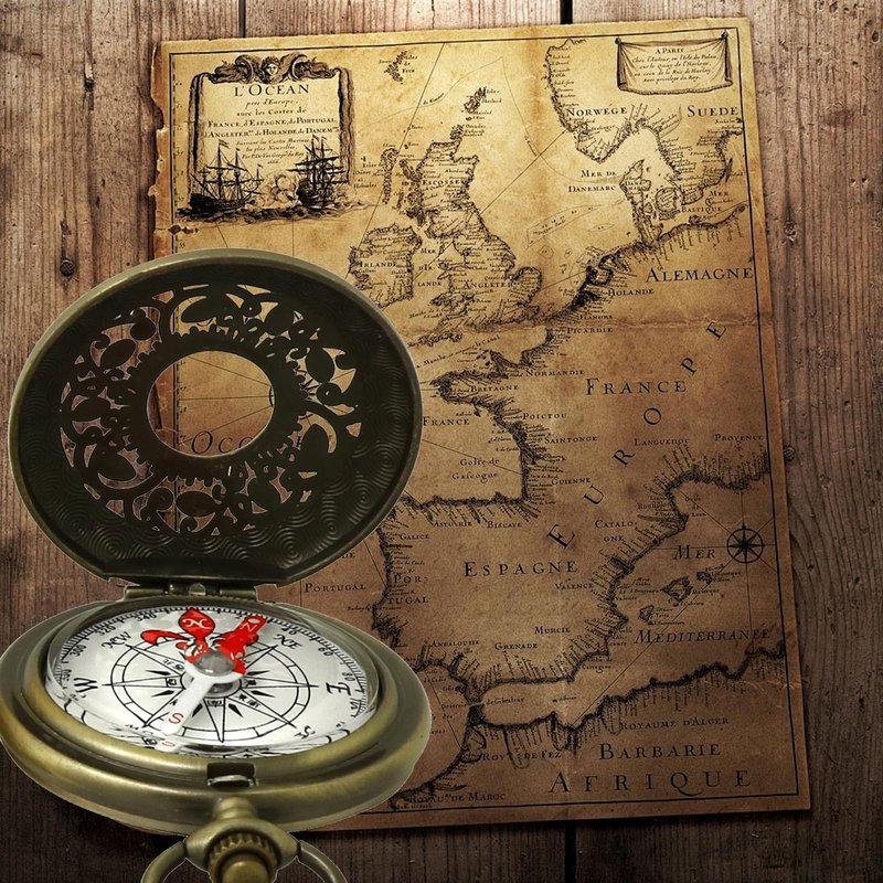 Antique Brass Compass - Waterproof Survival Compass for Hiking & Camping, Vintage Military Gift with Keychain (Kids & Outdoor)