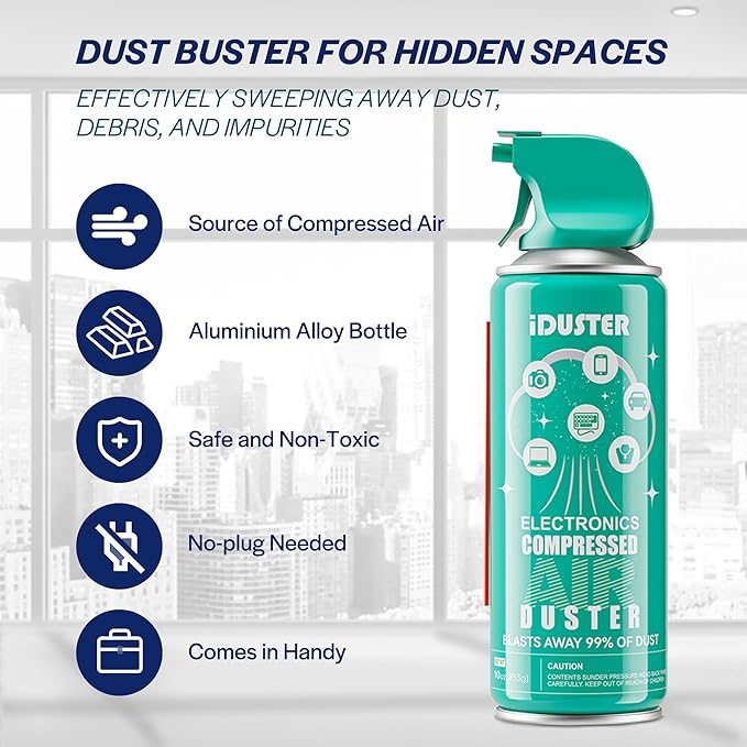 iDuster Disposable Compressed Air Duster, Computer Keyboard Cleaner,3 Packs