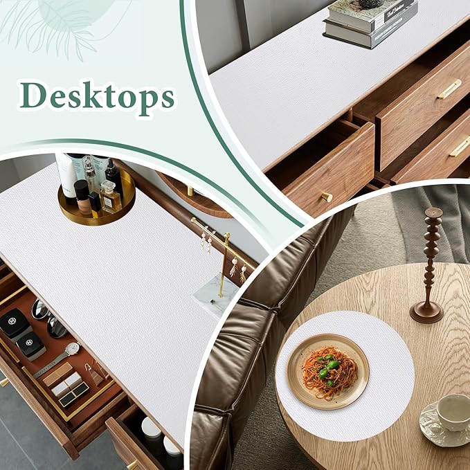 Drawer and Shelf Liner for Kitchen Cabinet: 12 in X 20 Ft Non Slip Waterproof Shelf Paper Non Adhesive Refrigerator Liners White Easy Liners for Bathroom Cupboard with Knife Tape Measure