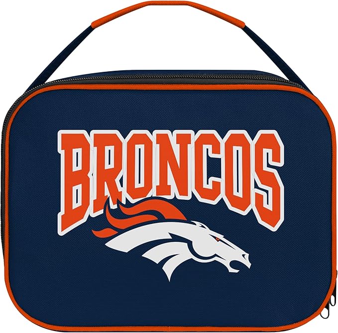 FOCO NFL Unisex-Adult Officially Licensed Wordmark Team Color Big Logo Football Zip Closure 7L Lunch Bag - Denver Broncos