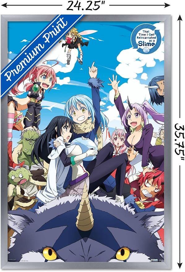 Trends International That Time I Got Reincarnated As A Slime - Group Wall Poster, 22.375" x 34", Silver Framed Version
