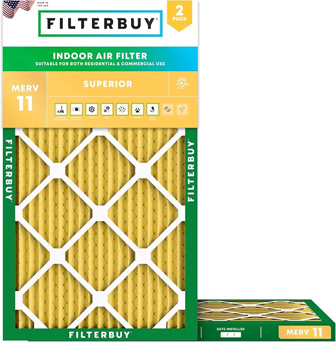 Filterbuy 8x30x1 Air Filter MERV 11 Superior Pet & Allergy Defense,