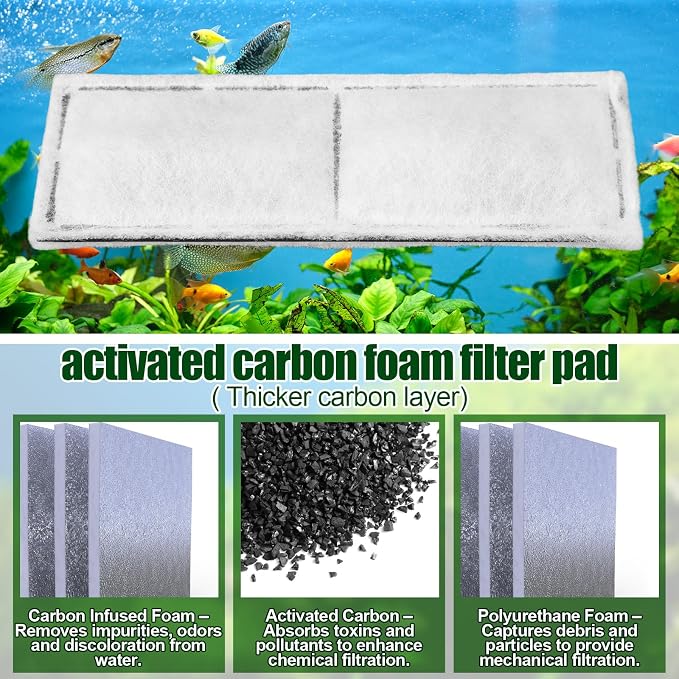 Pangda 24 Pcs Carbon Filter Foam Pads and Foam Filters Compatible