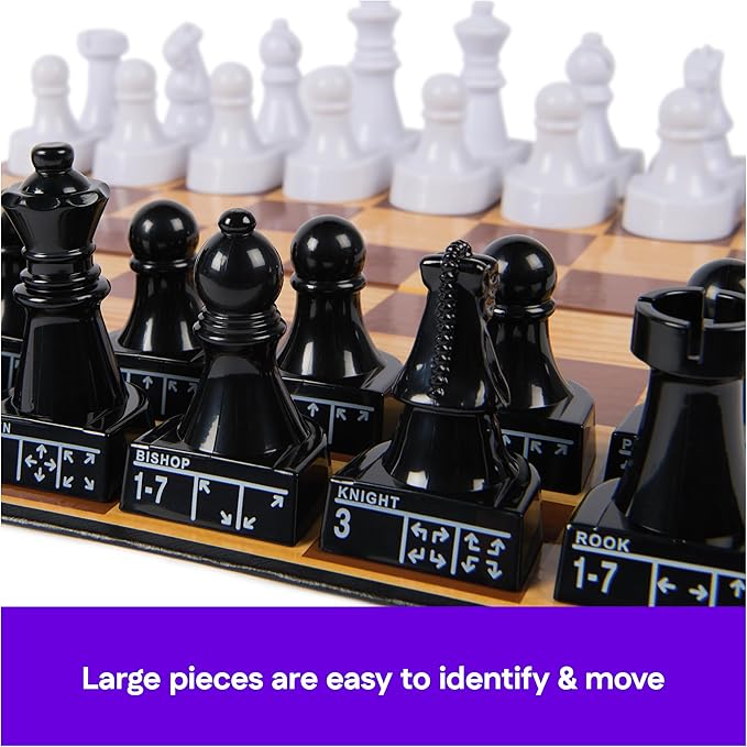 Spin Master Games, Cardinal Classics Chess Teacher, Learn to Play Strategy Board Games for Beginners, Chess Set for Kids, 2 Players, for Ages 8 & Up