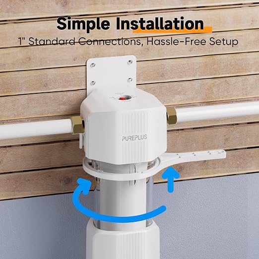 PUREPLUS Whole House Water Filtration System, 10″ × 4.5″ Housing, 1″ NPT