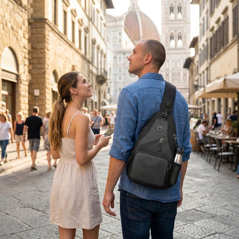 Javolto Sling Bag Cross Body Backpack Chest Bag Travel Hiking Daypack (Black Grey)