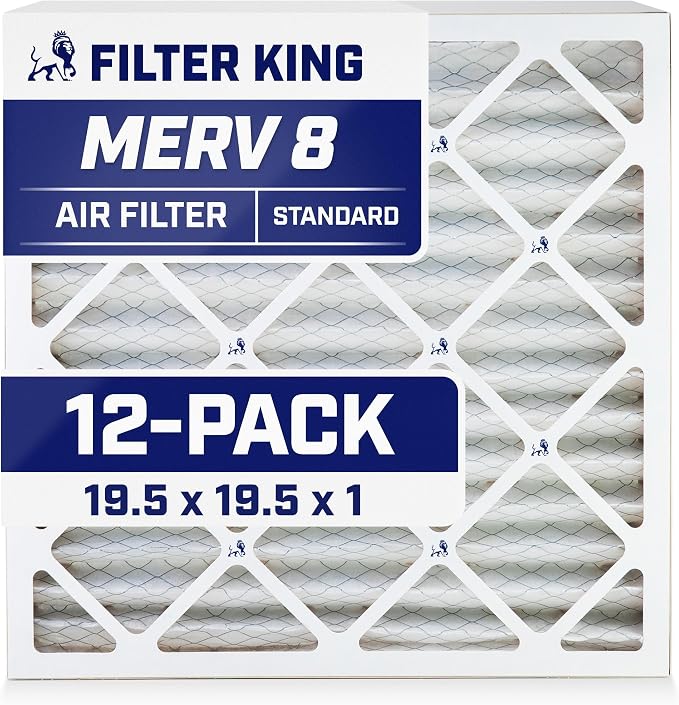 Filter King 19.5x19.5x1 Air Filter | 12-PACK | MERV 8 HVAC Pleated A/C Furnace