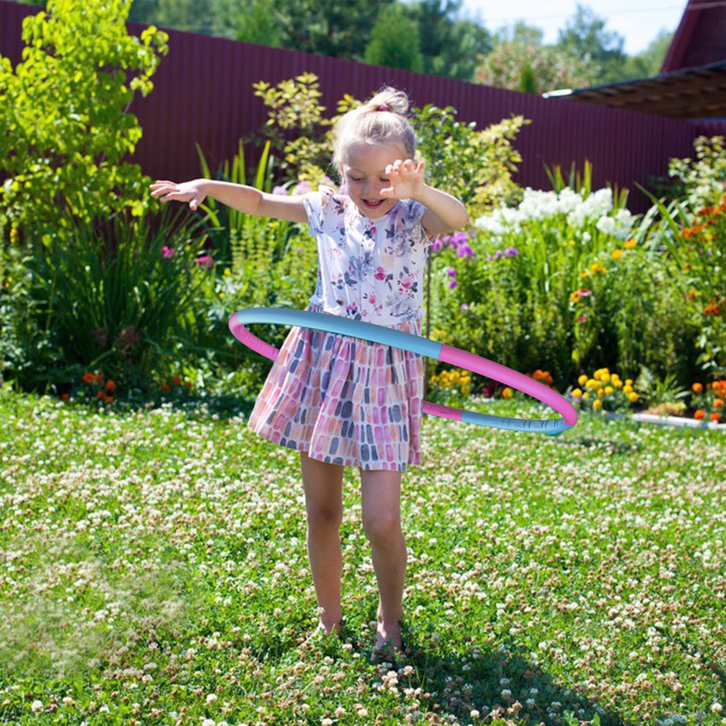 Liberry Kids Exercise Hoop, Detachable & Size Adjustable Toy Hoop, Professional Hoola Rings for Kids, Blue, Pink