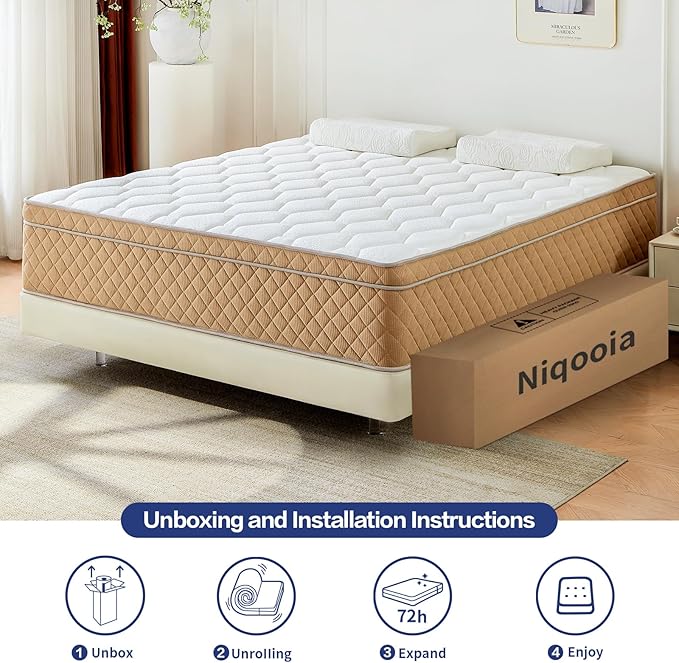 Full Mattress, 12 inch Memory Foam Mattress Medium Firm Mattress, Fiberglass Free, CertiPUR-US Certified Safe Materials, 7 Zon Pocket Springs, Mattress in a Box