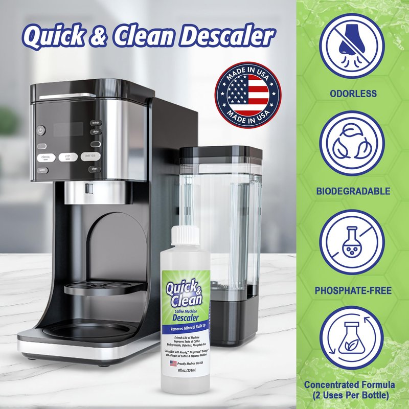 Quick & Clean 4-Pack Cleaning Cups with Descaler and Filters Bundle (2 Total Uses) - 2.0 Compatible, Descaling Solution for Keurig, Nespresso, Ninja, Delonghi, All Coffee and Espresso Machines