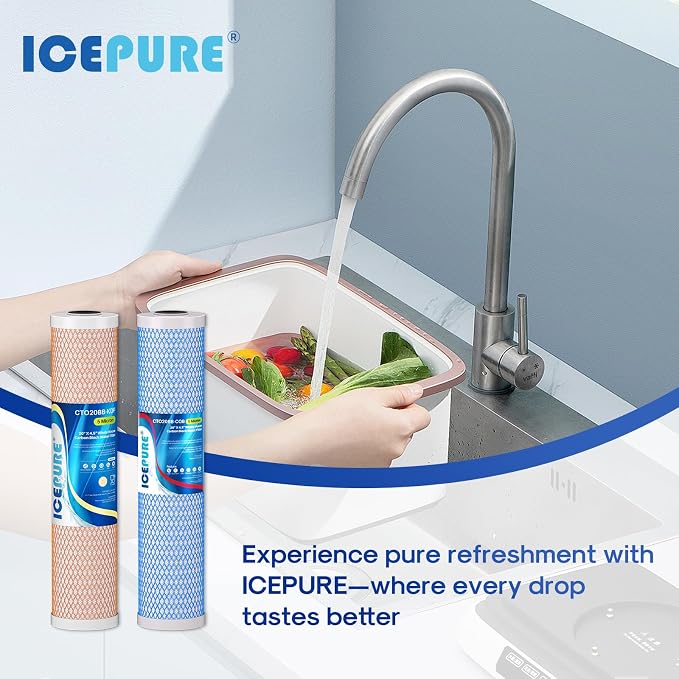 ICEPURE 4.5"x 20" Whole House CTO Carbon Water Filter, 20 Inch Water Filtration