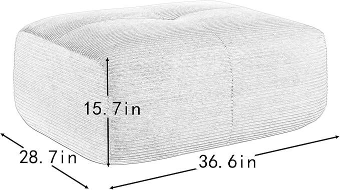 Blue Ottoman for Modular Sectional Sofa, Corduroy Deep Seat for Oversized Compressed Boneless Sectional Couches for Living Room Bedroom Apartment, Cloud Sofa Couch, Memory Foam, No Assembly
