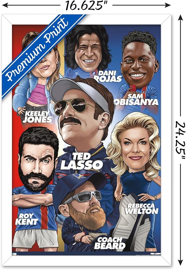 Ted Lasso - Character Grid Wall Poster, 22.4L" x 14.7W", White Framed Version