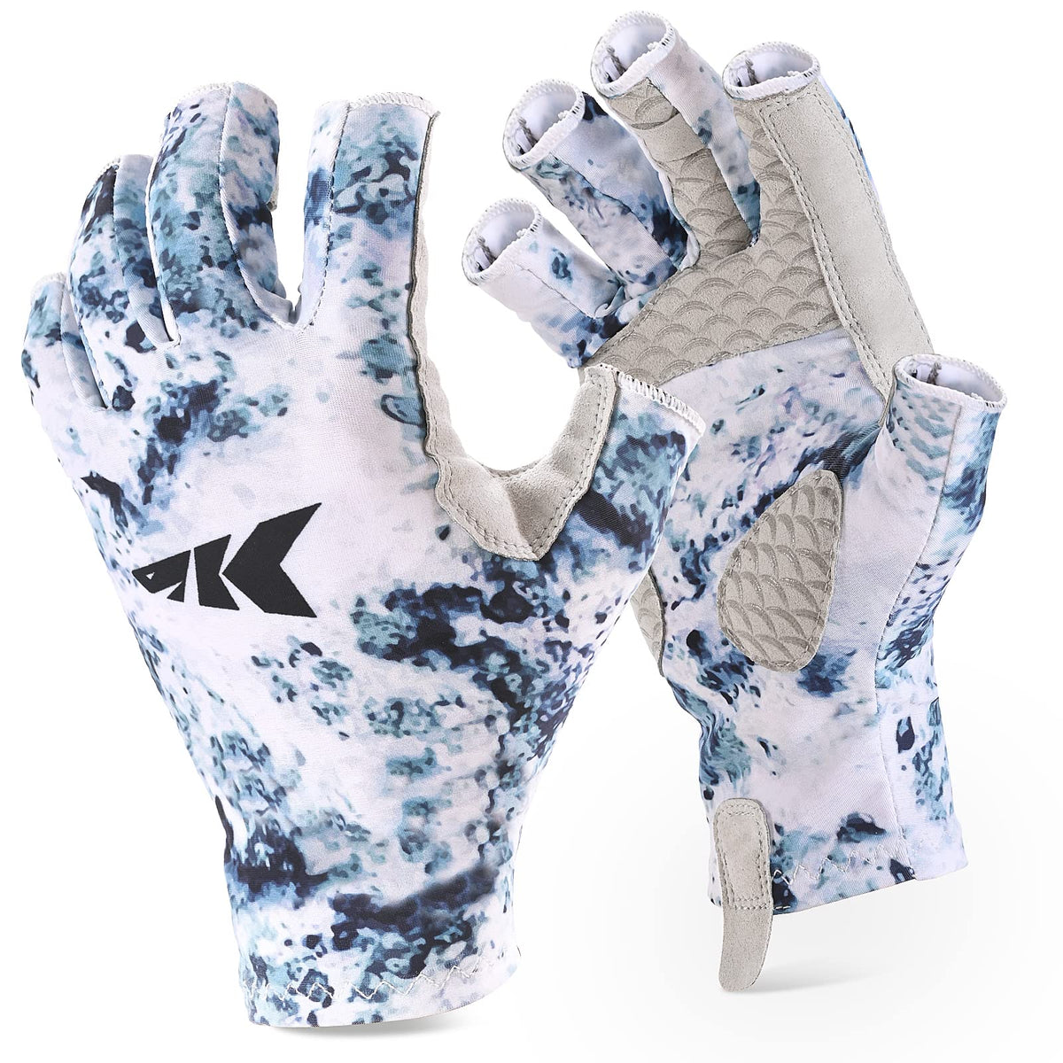 KastKing La Sal Fishing Gloves UPF50+ Sun Gloves UV Protection Fingerless Gloves Men Women for Outdoor, Kayaking, Rowing, Paddling, Canoeing, Hunting