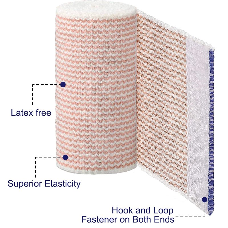 24 Pack Elastic Bandage Wrap 4” Bandage Wrap with Hook and Loop Closure on Both Ends Self Adhesive Bandage Wrap for Sports, Medical, and Injury Recovery