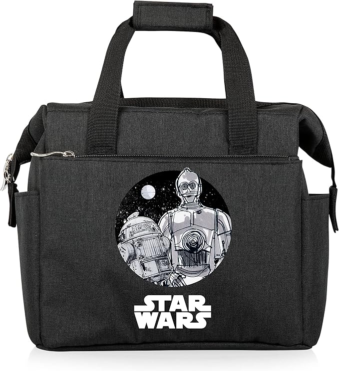 PICNIC TIME Star Wars Droids On The Go Lunch Bag, Soft Cooler Lunch Box, Insulated Lunch Tote, Leak-Resistant Work Lunchbox, Reusable Thermal Cooler Bag, (Black)