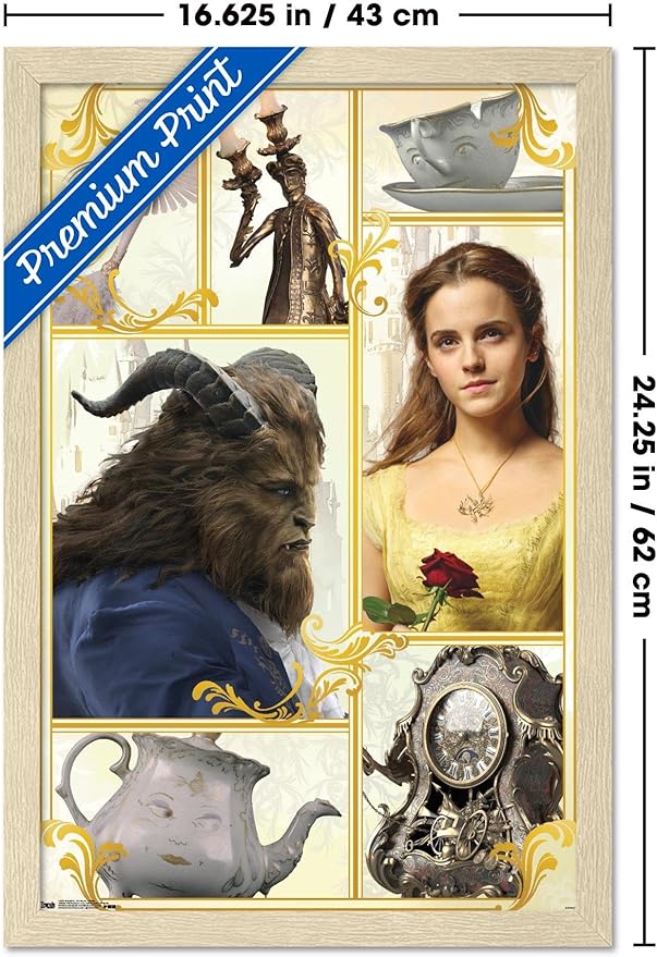 Trends International Disney Beauty And The Beast - Group Wall Poster, 22.4L x 14.7W, Blonde Framed Version