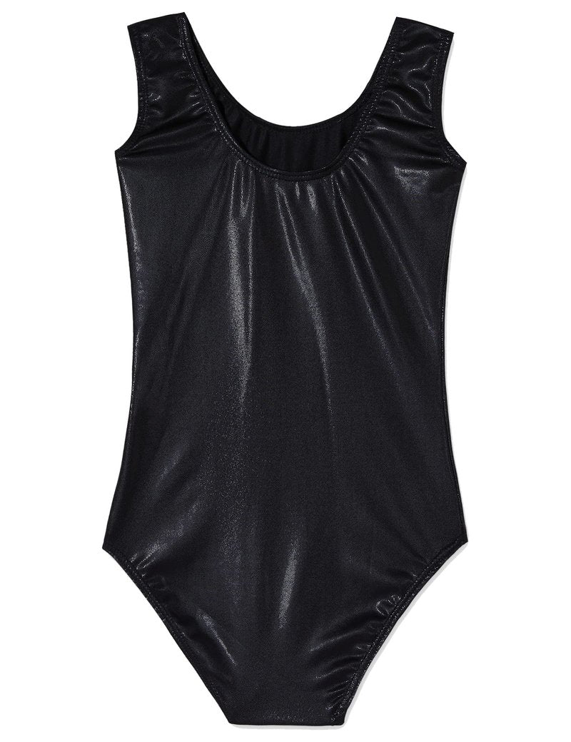 Domusgo Gymnastics Leotards for Girls 6-7 Years Old Black Sparkly One Piece Tumbling Outfits