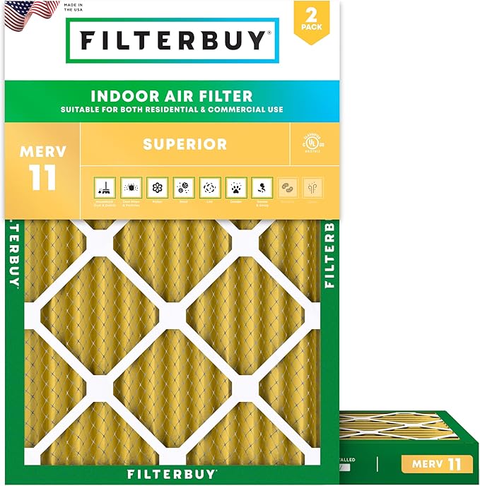 Filterbuy 30x32x2 Air Filter MERV 11 Superior Pet & Allergy Defense,