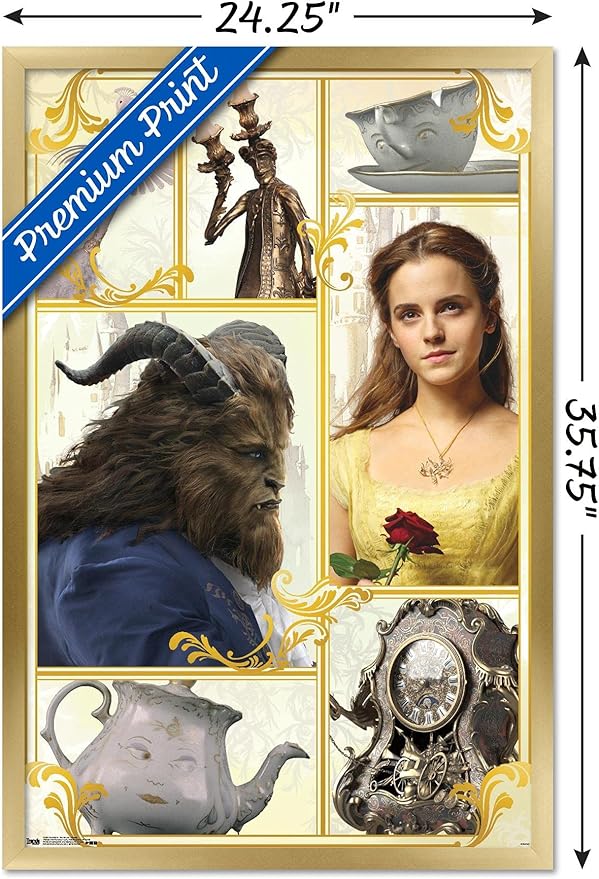 Trends International Disney Beauty And The Beast - Group Wall Poster, 22.375" x 34", Gold Framed Version
