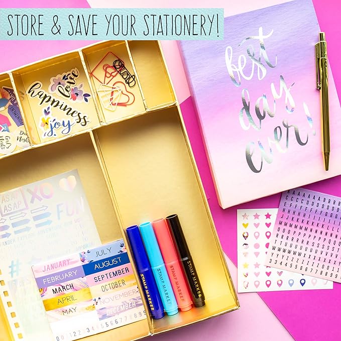 STMT Planner Set - Decorate The Ultimate DIY Daily Planner, Organizer, Diary, Journal, Agenda with Embellishments, Stickers, Paper Clips, Stamp Markers & Pens, Inspiring for Kids and Teen Girls