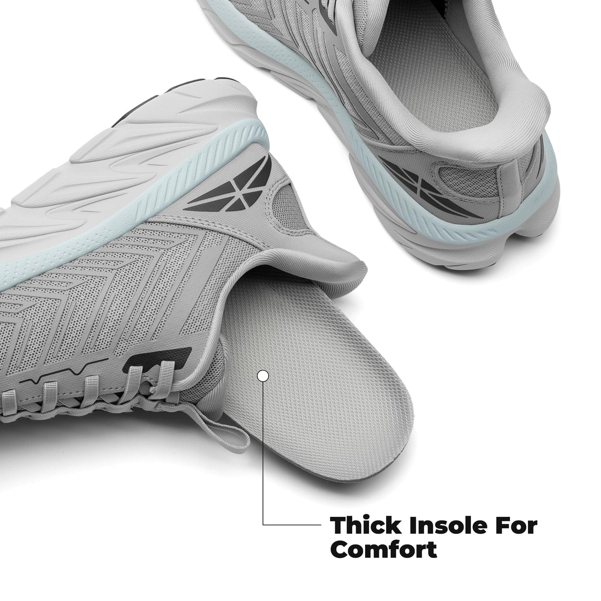 ALLSWIFIT Women's Slip On Walking Shoes Running Comfortable Tennis Breathable Non Slip Athletic Gym Workout Cross Training Fashion Sneakers,Size 9,Grey,SARR034W