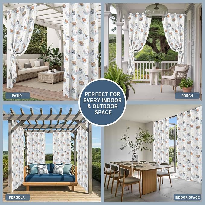 Cartoon Animals Outdoor Curtains
