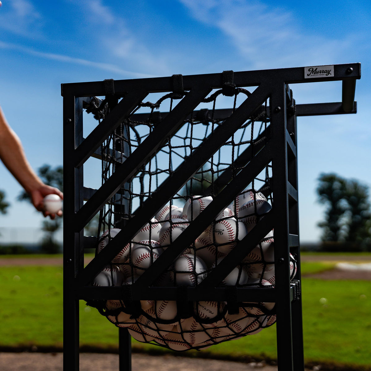 Murray Sporting Goods Baseball Softball Practice Cart - Heavy-Duty Ball Cart with Wheels, Large Capacity Ball Carrier for Hitting Batting Practice