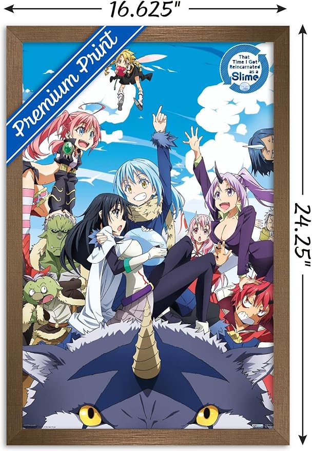 Trends International That Time I Got Reincarnated As A Slime - Group Wall Poster, 14.725" x 22.375", Bronze Framed Version